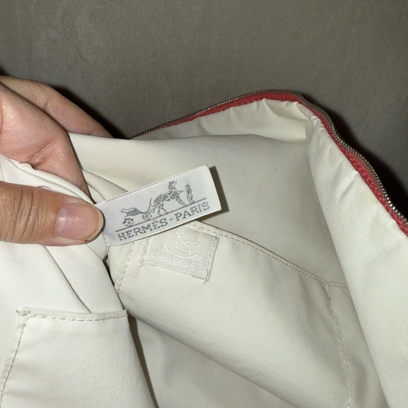 Hermes Salmon Canvas Large Pouch - Picture 8 of 11